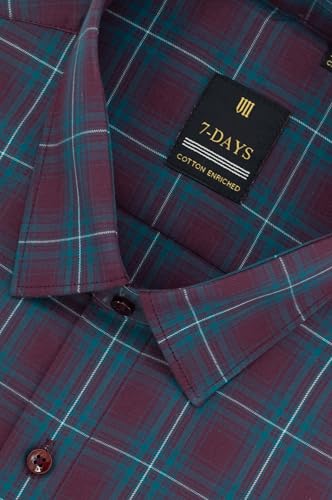 Image of 7-DAYS Men's Premium Checks Formal Shirt - Cotton Rich, Regular Fit, Full Sleeve, with Pocket, Wrinkle Resistant - Stylish Office & Everyday Wear.