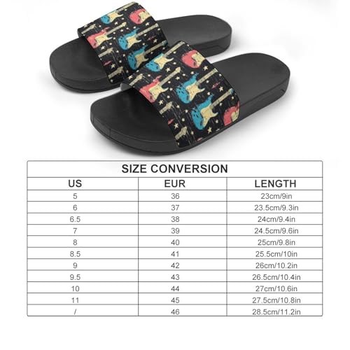 Rock Music with Colorful Guitar PVC Slippers Sandals for Women Men Open Toe Soft Cushioned Non-Slip Sandal for Indoor Outdoor2
