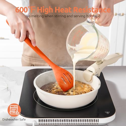 Image of U-Taste Silicone Spoons Set of 2, 13.3 inch Long Large Mixing Spoon, Orange