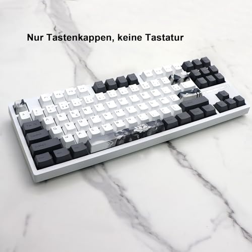 JSJT Capuchons de touches d'encre Lotus ISO français 148 touches PBT Profil OEM avec extracteur de touches pour claviers mécaniques Cherry MX Switch 61/68/84/87/96/108 – vue 4