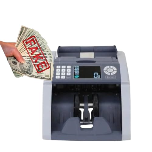 Image of ELCONS Note Counting Machine BANKO-90 | High-Speed Cash Counter 1000 Notes /Min | Fake Note Detection with UV, MG & IR Sensors | Automatic Value Detection | LED Display & Batch Counting (Grey)