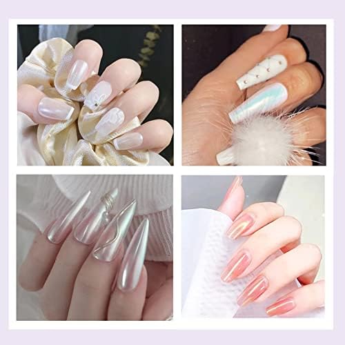 Pearl Chrome Nail Powder, White Pearlescent Mermaid Home Chrome Nail Powder for Nails, Mica Glitter Pigment Pearl Nail Powder for Gel Polish Nail Art Decoration (2 Pcs )
