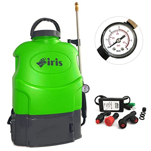16 l IRIS elektrischer Drucksprüher mit Lithium-Akku 12 V 8 Ah Ladegerät...