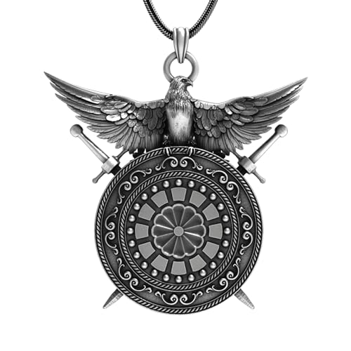 SilversByAule Eagle Above Shield Necklace, 925 Sterling Silver, Handcrafted Symbol of Protection and Strength, Patriotic Jewelry Gift