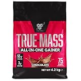 BSN True Mass All In One Gainer Protein Pulver mit Kreatin, Glutamin, Vitamin D und Zink hergestellt für Muskelaufbau, Chocolate, 25 Portionen, 4,2 kg