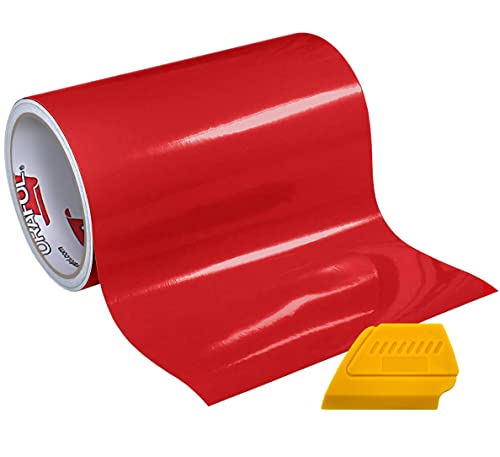 Oracal 751 Premium Long-Term Indoor & Outdoor Craft Vinyl 12in x 10ft Roll for Cutters and Plotters Including Hard Yellow Detailer Squeegee (Gloss Red)