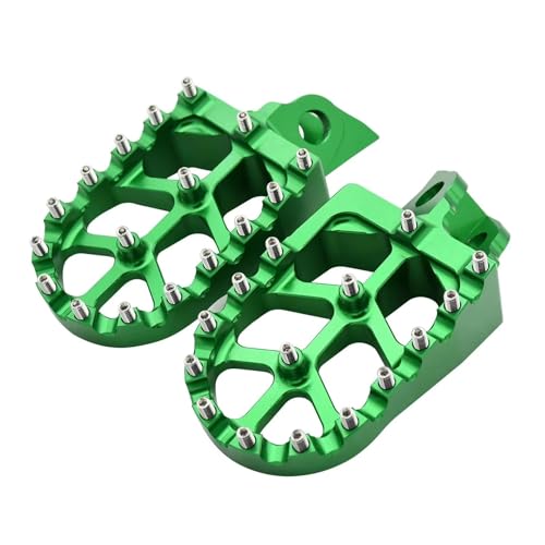 バイク用フットレスト KX65 KX80 KX85 KX100 KX112 1998-2023 RM65 RM100 2003-2005 用 オートバイ CNC フットペグ(For Green)