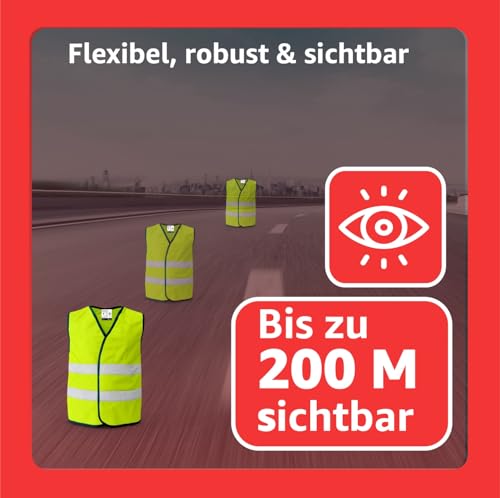 POWR CAR 4x Warnwesten Auto 2026: Sicherheitsweste ISO20471 gelb - PKW & LKW - Reflektierende Pannen- und Unfallwesten - Autozubehör