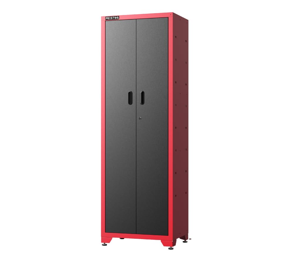 Werkstatteinrichtung | Werkzeugschrank Juno 14 | inkl. Lochwand | Schwarz/Rot | 264x46x198 cm