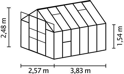 Preisvergleich Produktbild Jupiter 9900 ESG 3mm, schwarz Gewächshaus 4 Dachfenster 1 Seitenfenster Garten