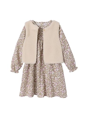 Ensemble fille robe et gilet sherpa en coton doux et maille peluche