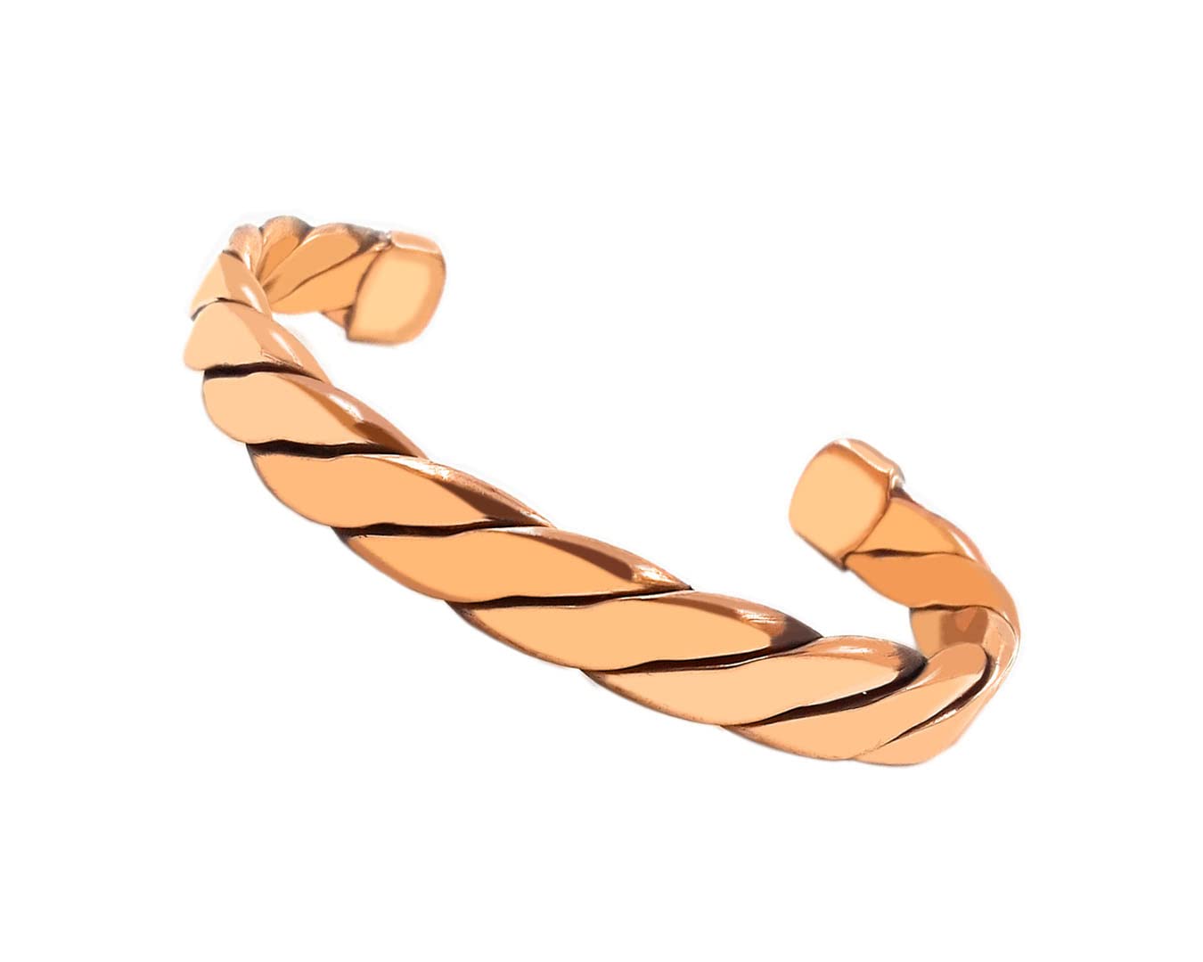 SHINDE EXPORTS Kada di rame puro per gli uomini/rame kada/braccialetto di rame per gli uomini puro, M, Heavy Twisted Flat Copper Kada