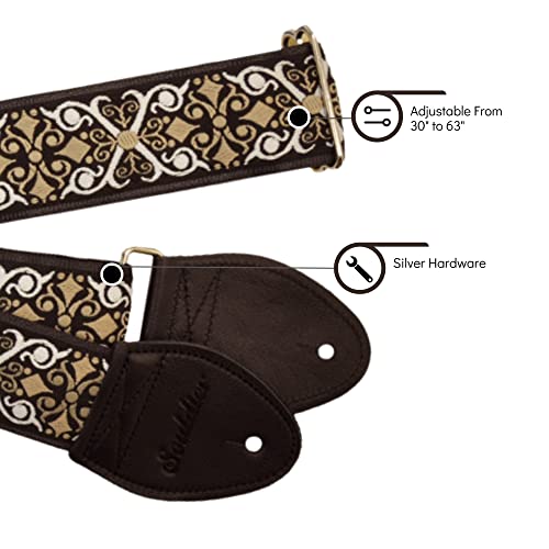 Souldier Gs0843Bk04Bk - Handmade Seatbelt Guitar Strap For Bass, Electric Or Acoustic Guitar, 2 Inches Wide And Adjustable Length From 30" To 63" Made In The Usa, Constantine, Black #TOP1