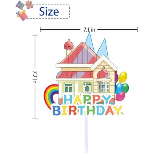 Cartoon Blue House Theme Birthday Cake Topper