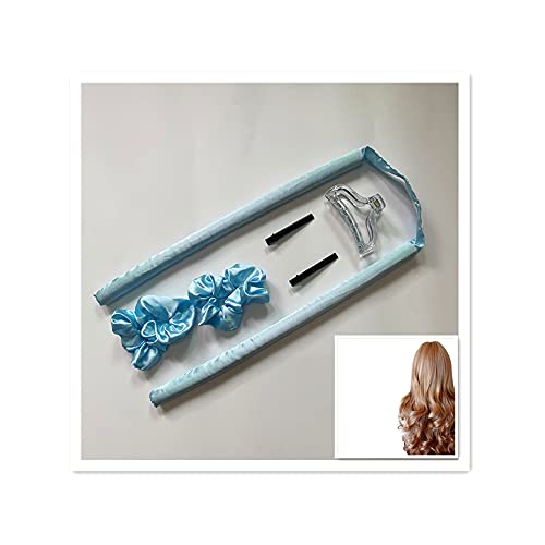 JIAZEXI Heatless Curling Rod Headband for Long Hair,Flexible Foam Hair Rollers,Satin Curling Ribbon and Flexi Rods for Natural Hair(Blue)
