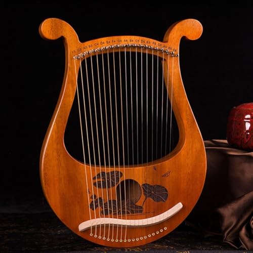 Arpa de lira de 19 cuerdas, instrumento musical de madera de mayo con llave de afinación, cuerdas de repuesto y caja de resonancia portátil, ideal para principiantes