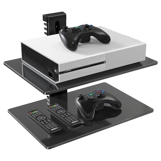 PERLESMITH Floating AV Shelf Double Wall Mount TV Shelf - Holds up to 17.6lbs - DVD DVR Component Shelf - Perfect for Xbox, Projector, WiFi Router, Game Console and Cable Box, PSDSK2