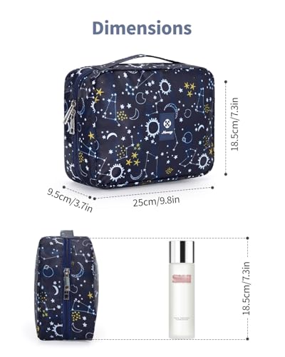Image of Hanging Travel Toiletry Bag Cosmetic Make up Organizer for Women and Girls Waterproof (Blue Galaxy (upgrade))