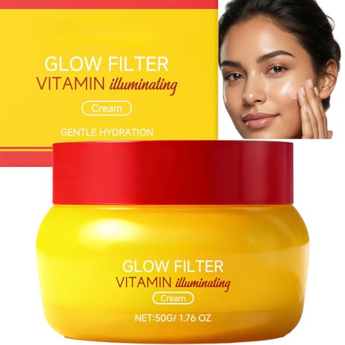 Image of Vitamin Glow Filter Face Cream, Illuminating Moisturizing Cream for Radiant Skin Look, Lightweight Hydrating Facial Cream for Dull Uneven Tone, Daily Glow Finish Skincare, 50g (1pcs)