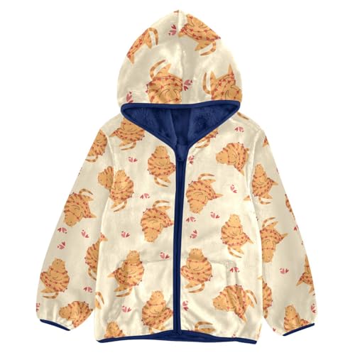 A Fat Cat and Hearts Girls Fleece Jacket Girls Fall Jacket Girls Zip Up Hoodie Girls Sherpa Jacket 2-10T