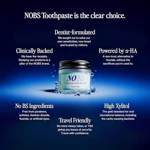 Image of NOBS (No Bad Stuff) Toothpaste Tablets - Nano Hydroxyapatite, Fluoride & Plastic Free, Eco & Travel Friendly - Remineralize with NHA (1 Month) (Pack of 2)
