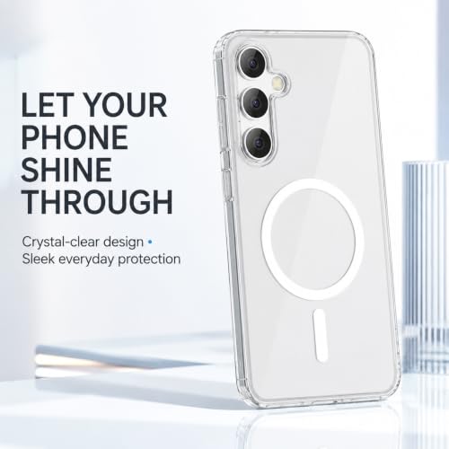 Image of MAGA Back Case Cover for Samsung Galaxy S25 5G, Crystal Clear Magnetic Case Compatible with MagSafe, Hybrid Hard PC Back & Soft TPU Bumper, Shockproof Protective Cover - Clear