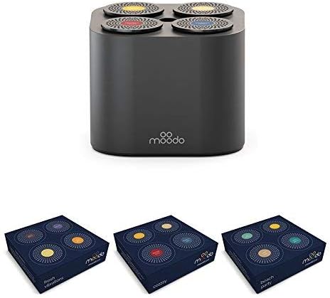 MOODO Smart Home Fragrance Diffuser Bundle with 3 Scent Capsules Sets (Value Pack) - Scent Personalization, Alexa Compatible, Includes 12 Scent Pod Refills (Black Value Pack 2)