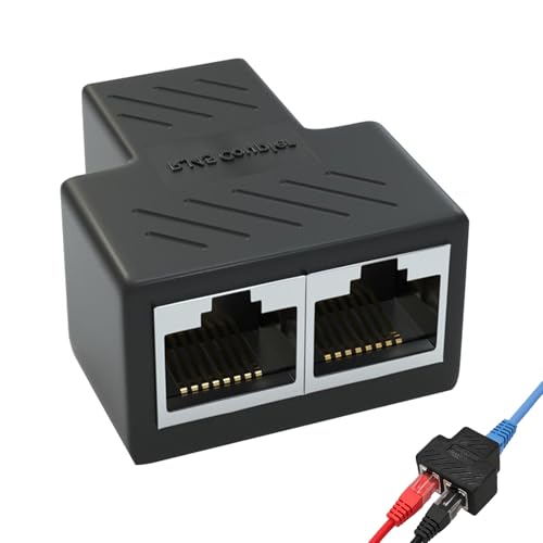 Repartiteur RJ45, Repartiteur Cable Ethernet RJ45 Multiprise, Adaptateur Double Prise Switch Ethernet 1 à 2 Ports, Splitter Rj45 Coupleur Raccord vers LAN Rallonge pour...