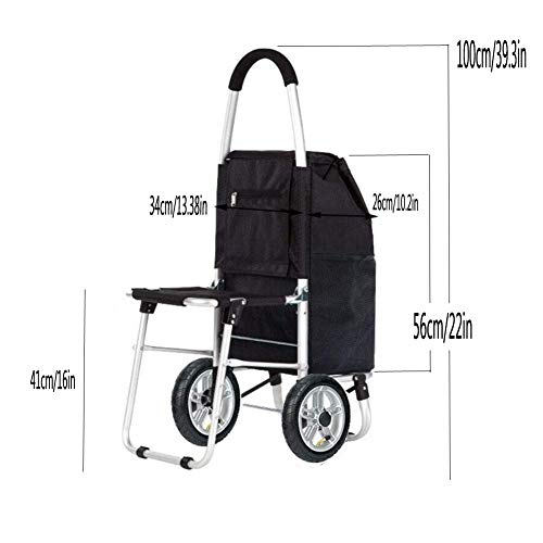 NanXi Einkaufstrolley in dunkel blau mit Kühlfach - Großer Trolley klappbar mit großen Rädern bis belastbar Einkaufstrolley mit,Braun – Bild 4