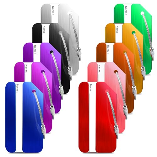 10 Pack Aluminum Luggage Tags with ID Card