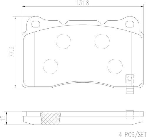 Miniatura 4 de Brembo P09004N Juego de pastillas de freno de disco delantero de cerámica premium CADILLACFORDFORD USA OE# 105506600B