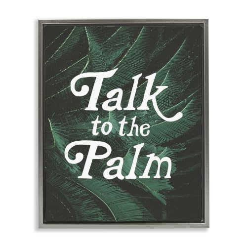 Talk to Palm Punny Botanical Leaf, 16 x 20 Inch Canvas in Floater Frame