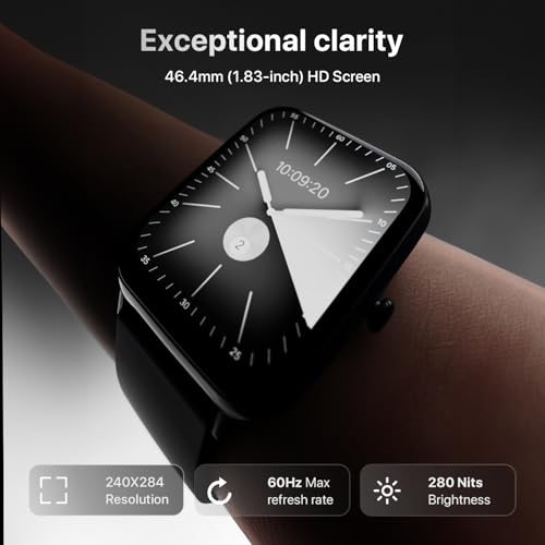 Fire-Boltt Ninja Call Pro Plus Bluetooth Calling Smart Watch, 1.83″ HD Display, AI Voice Assistant, 120+ Sports Modes, IP67 Waterproof, SpO2 & Heart Rate Monitor Smartwatch for Men & Women - Black