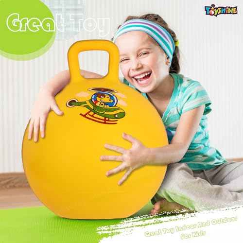Image of Toyshine 55cm Hopper Ball Inflatable Hopping Balls Jumping Therapy Toys Sit and Bounce Ball with Handle for Kids Ages 5+, Yellow