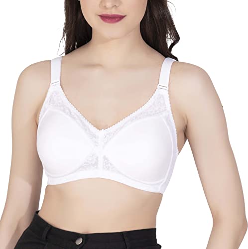 Image of Women's Seamless Padded Bra | Full Coverage | Cotton Stretch Fabric and Nylon Lace | Broad Adjustable Straps