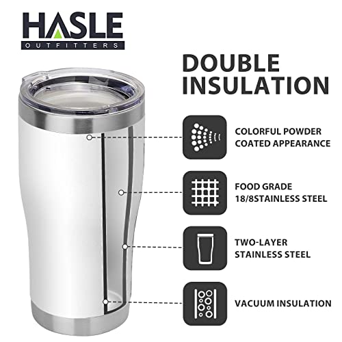 Image of HASLE OUTFITTERS 20 oz Tumbler Bulk, Stainless Steel Tumblers with Lid, Vacuum Insulated Tumbler, Double Wall Powder Coated Cup, coffee mugs, White, 1 Pack