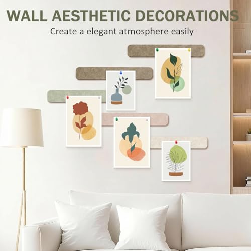 Image of Climberty 8 Pack Felt Bulletin Board Strips, Self-Adhesive Pin Board Set with 50 Push Pins, Peel & Stick Wall Memo Board for Photos, Notes, Office, School & Home Decor