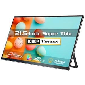 21.5-inch USB-C HDMI Portable Monitor 100Hz 120 sRGB 1080P with VESA 180° Adjustable Kickstand Ultra-Slim Frameless FHD HDR Display, Travel Second Monitor for Laptop