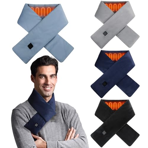 Mumufy 4 Pcs USB Heated Scarf Rechargeable Neck Heating Pad Warmer Three Temp Setting for Mom Dad Thanksgiving Winter Gift for Christmas, No Battery, No Power Bank