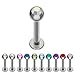 Produktbild Treuheld® | Silbernes TITAN LABRET PIERCING mit KRISTALL - [102.] 1.2 x 6 mm (Kugel: 3mm) - crystal