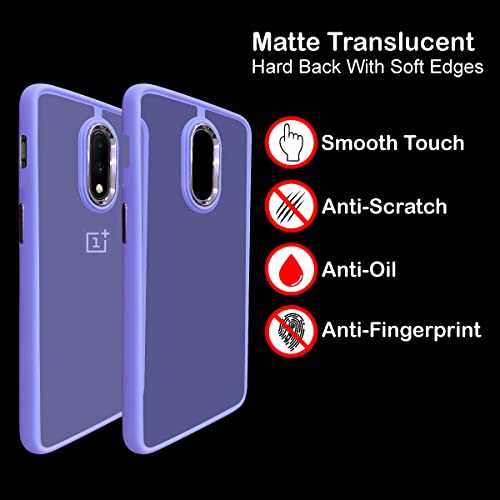 Image of A rtistque Frosted Translucent Back Cover Case for Oneplus 7 | Electroplated Chrome Ring | Raised Camera Edges for Protection | Smooth Sides TPU - Purple