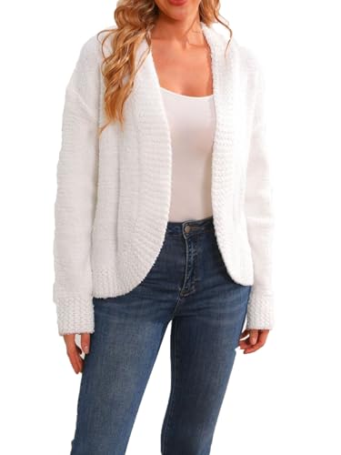 Image of Women's Long Sleeve Open Front Fuzzy Knit Cardigan, Popcorn Knit | Popcorn fuzzy open knit cardigan, loose fit, soft plush casual layering top