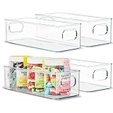 Paquete de 4 contenedores de plástico transparentes con asas para organizar cocina, 7.6 cm