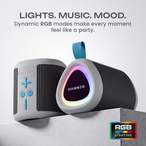 Image of HAMMER Smash 2 Bluetooth Speaker | 10W Powerful Sound | Bluetooth 6.0 | TWS Function | Multi-Color LED Modes | USB & TF Card Support | FM Radio | Type-C Charging | Portable Speaker | White
