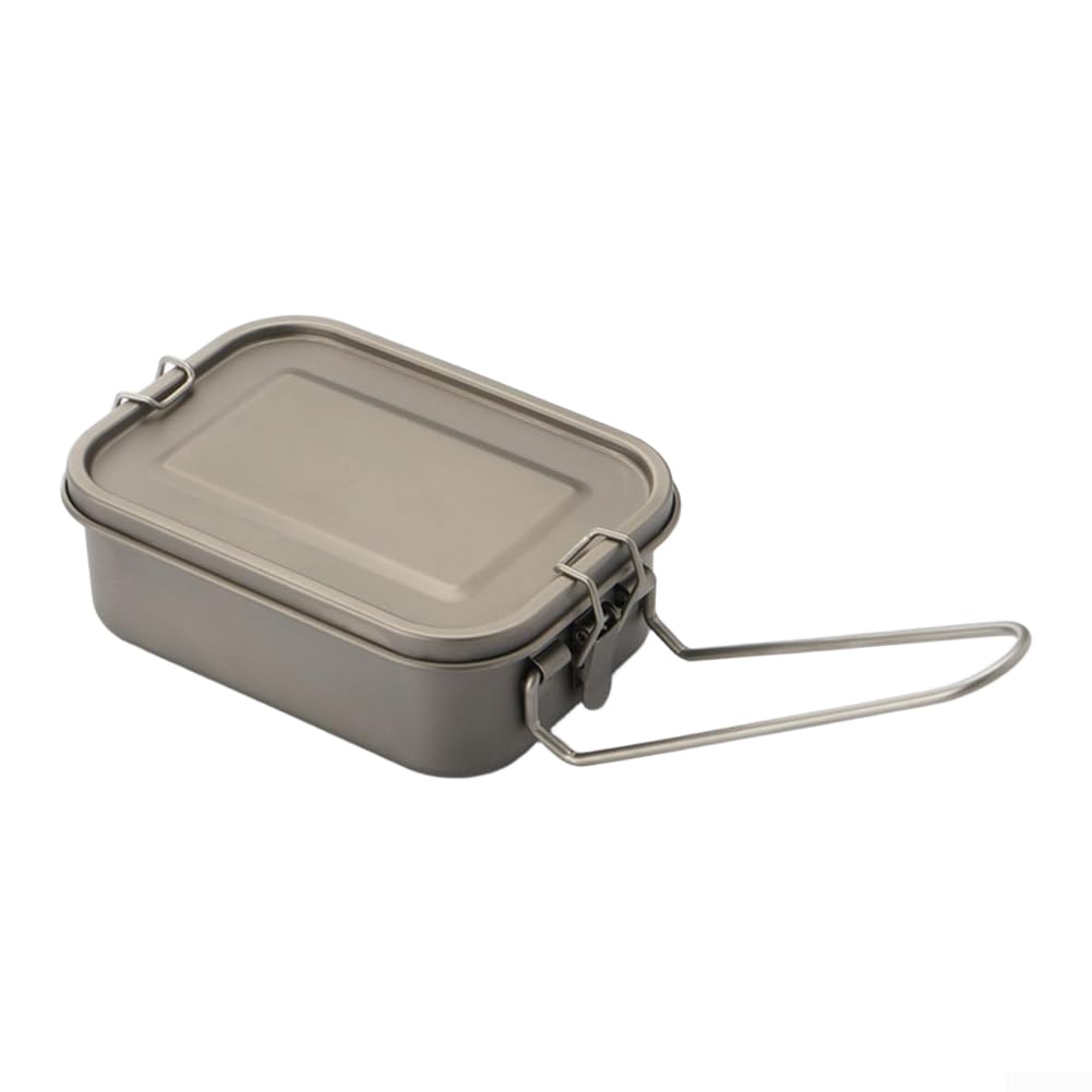 Leichte 700 ml Titan-Lunchbox für Reisen, Camping, Picknick, Outdoor-Aktivitäten, auslaufsichere Dichtung, faltbarer Griff, Titan-Konstruktion