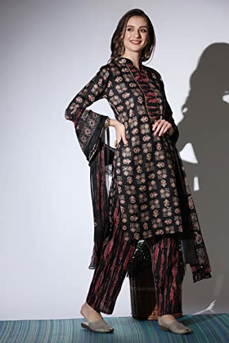 Image of Leriya Fashion Cotton Printed Kurta Sets for Woman | V Neck Festive Anarkali Suit for Women | Ethnic Kurta Set with Dupatta for Women | Wedding Kurti Set for Woman