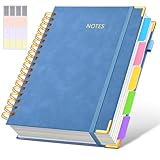 Hardcover Spiral Notebook Journal with Removable Dividers Tabs, 300 Pages Leather 5 Subject Notebook College Ruled, 8