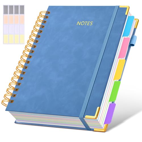 Hardcover Spiral Notebook Journal with Removable Dividers Tabs, 300 Pages