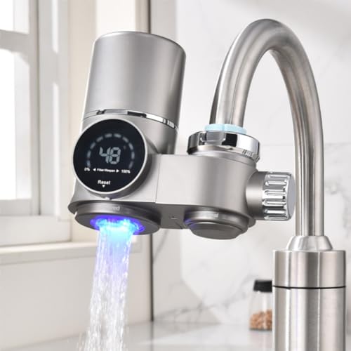 Wasserfilter Wasserhahn mit LED Anzeige, Wasserfilter Trinkwasser für Küche, entfernt Chlor,...