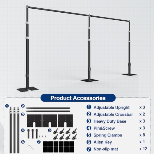 Image of EMART Backdrop Stand Heavy Duty 10x20Ft Adjustable Pipe and Drape Kit-Black